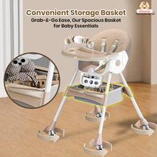 Infantso Feed-X 5-in-1 Multifunctional Baby High Chair | Convertible Feeding Chair for Infants & Toddlers | Adjustable Height, Foldable Design, Reclining Seat, Double Tray, Storage Basket & 5-Point Safety Harness