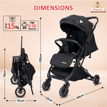 Infantso Ride-X Auto Fold Baby Stroller with One-Hand Fold, Mosquito Net, 5-Point Safety Harness, Shock Absorber Wheels & Compact Travel Design (0–3 Years, Up to 15kg)