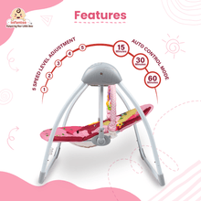 Automatic Baby Swing with Hanging Toys, Operates with Duracel and Remote Control for Newborn Baby, Safe & Portable