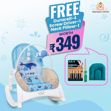 4-in-1 Baby Manual Rocker for 0 to 3 Years, Chair for Newborn with Neck Pillow, Calming Vibrations, Music & Toys, 3-Position Adjustable Backrest Swing with Feeding Tray