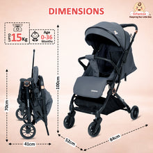 Infantso Ride-X Auto Fold Baby Stroller with One-Hand Fold, Mosquito Net, 5-Point Safety Harness, Shock Absorber Wheels & Compact Travel Design (0–3 Years, Up to 15kg)