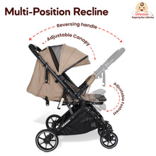 GlideX Travel Stroller: One-Hand Fold, Reclining Seat, Adjustable Canopy, 360° Wheels, 5-Point Harness, 0-3 Years, 15kg
