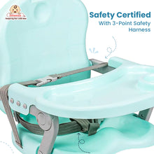 Baby Feeding Chair, Foldable booster chair, 4-Level Height Adjustment, 3-Point Safety Belt and Removable Dining Tray for Infants and Toddlers of Age: 6 Months – 3 Years
