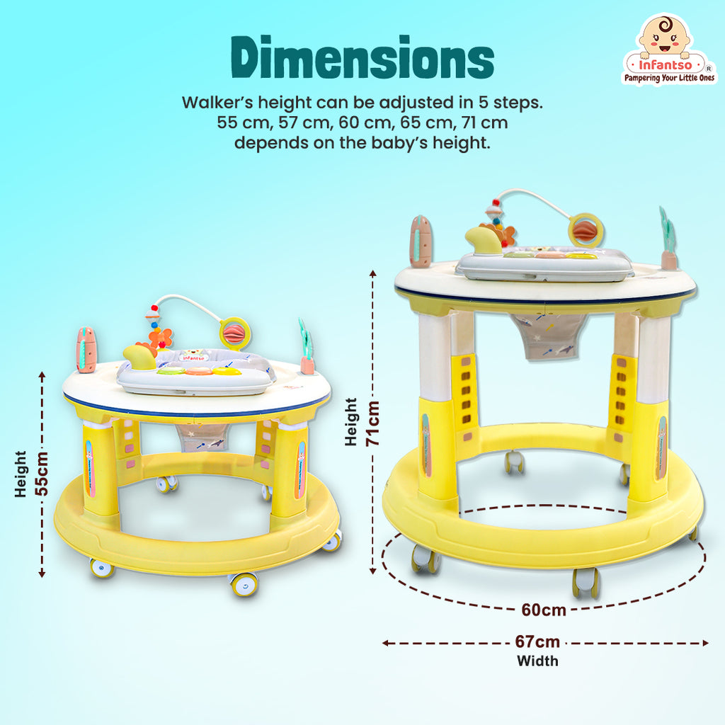 360° Rotating Premium Baby Walker Height Adjustments 360