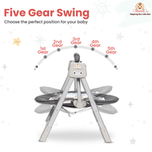 Automatic Swing Rocker with Bluetooth, Remote Control, 5 Speeds, Music, Timer, Mosquito Net & Toy Bar (0-2 Years), Holds weight upto 15kg