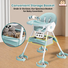 Infantso Feed-X 5-in-1 Multifunctional Baby High Chair | Convertible Feeding Chair for Infants & Toddlers | Adjustable Height, Foldable Design, Reclining Seat, Double Tray, Storage Basket & 5-Point Safety Harness