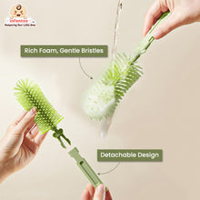 Robust Bear Portable Bottle Cleaning Brush Set – Travel-friendly, BPA-Free, Food-Grade Silicone, 360° Deep Cleaning for Bottles, Nipples & Straws