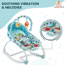 Manual Baby Rocker with Safety Harness & Mosquito Net | Infant Bouncer for 0-24 Months | Portable & Washable