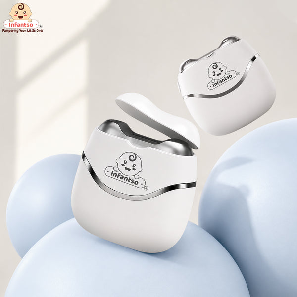 Infantso TRIMSY Electric Baby Nail Trimmer – Safe Nail Cutter for Newborns & Kids | Skin-Friendly Grooming Tool with Cleaning Brush | Unisex Nail Clipper for Boys & Girls