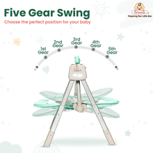 Automatic Swing Rocker with Bluetooth, Remote Control, 5 Speeds, Music, Timer, Mosquito Net & Toy Bar (0-2 Years), Holds weight upto 15kg