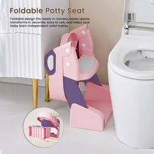 Infantso 2-in-1  Nora Potty Training Seat with Ladder & Step Stool for Toddlers – Foldable, Non-Slip, PU Soft Cushion, Universal Fit for Standard Toilets – Baby Toilet Trainer for Boys & Girls (1–5 Years)