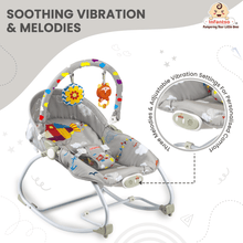 Manual Baby Rocker with Safety Harness & Mosquito Net | Infant Bouncer for 0-24 Months | Portable & Washable