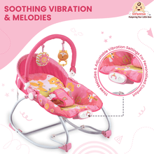 Manual Baby Rocker with Safety Harness & Mosquito Net | Infant Bouncer for 0-24 Months | Portable & Washable
