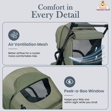 Infantso Flight X Baby Stroller for 0 to 3 years, Pram Auto Fold with 5-Point Safety Harness, Multi-Position Recline, Adjustable Footrest & Canopy, 360° Swivel Wheels, Storage Basket & Rear Brake – Up to 22 kg