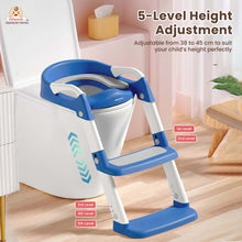 Infantso PLOOPI Step Potty Trainer Seat with Ladder for Kids (1–5 Years) | Foldable Design, 5-Level Height Adjustment, PU Cushion, Splash Guard & Safety Handles | Fits All Western Toilets
