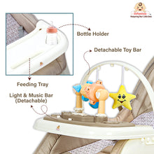 Infantso 5-in-1 Prime Baby Rocker & Walker – Multi-Functional Infant Seat with Mosquito Net, Toy Bar & Feeding Tray