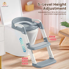 Infantso PLOOPI Step Potty Trainer Seat with Ladder for Kids (1–5 Years) | Foldable Design, 5-Level Height Adjustment, PU Cushion, Splash Guard & Safety Handles | Fits All Western Toilets
