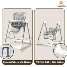 Infantso Swini 5-in-1 Baby High Chair & Swing – Adjustable, Foldable Feeding Chair with Dual Tray, Reclining Backrest & Footrest for 6 Months to 5 Years