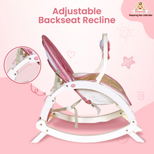4-in-1 Baby Manual Rocker for 0 to 3 Years, Chair for Newborn with Neck Pillow, Calming Vibrations, Music & Toys, 3-Position Adjustable Backrest Swing with Feeding Tray