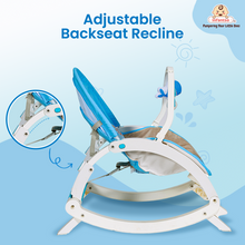 4-in-1 Baby Manual Rocker for 0 to 3 Years, Chair for Newborn with Neck Pillow, Calming Vibrations, Music & Toys, 3-Position Adjustable Backrest Swing with Feeding Tray
