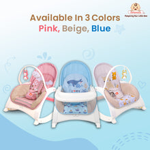 4-in-1 Baby Manual Rocker for 0 to 3 Years, Chair for Newborn with Neck Pillow, Calming Vibrations, Music & Toys, 3-Position Adjustable Backrest Swing with Feeding Tray