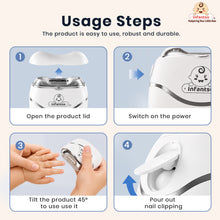 Infantso TRIMSY Electric Baby Nail Trimmer – Safe Nail Cutter for Newborns & Kids | Skin-Friendly Grooming Tool with Cleaning Brush | Unisex Nail Clipper for Boys & Girls