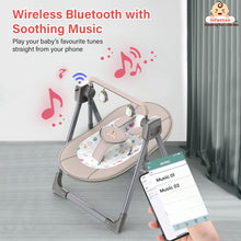 Automatic Swing Rocker with Bluetooth, Remote Control, 5 Speeds, Music, Timer, Mosquito Net & Toy Bar (0-2 Years), Holds weight upto 15kg