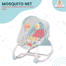 Manual Baby Rocker with Safety Harness & Mosquito Net | Infant Bouncer for 0-24 Months | Portable & Washable