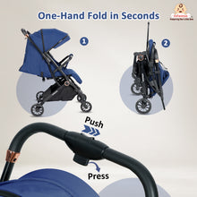 Infantso Ride-X Auto Fold Baby Stroller with One-Hand Fold, Mosquito Net, 5-Point Safety Harness, Shock Absorber Wheels & Compact Travel Design (0–3 Years, Up to 15kg)