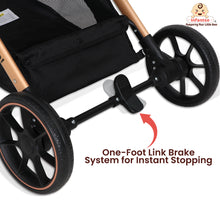 GlideX Travel Stroller: One-Hand Fold, Reclining Seat, Adjustable Canopy, 360° Wheels, 5-Point Harness, 0-3 Years, 15kg