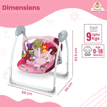 Automatic Baby Swing with Hanging Toys, Operates with Duracel and Remote Control for Newborn Baby, Safe & Portable