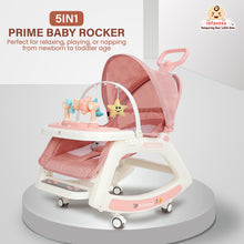 Infantso 5-in-1 Prime Baby Rocker & Walker – Multi-Functional Infant Seat with Mosquito Net, Toy Bar & Feeding Tray