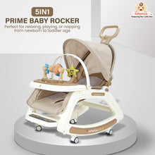 Infantso 5-in-1 Prime Baby Rocker & Walker – Multi-Functional Infant Seat with Mosquito Net, Toy Bar & Feeding Tray