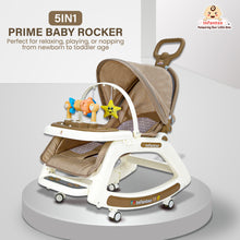 Infantso 5-in-1 Prime Baby Rocker & Walker – Multi-Functional Infant Seat with Mosquito Net, Toy Bar & Feeding Tray