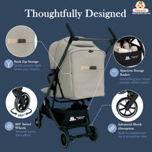 Infantso Flight X Baby Stroller for 0 to 3 years, Pram Auto Fold with 5-Point Safety Harness, Multi-Position Recline, Adjustable Footrest & Canopy, 360° Swivel Wheels, Storage Basket & Rear Brake – Up to 22 kg