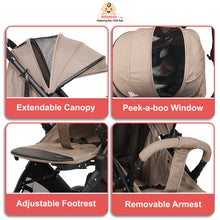 GlideX Travel Stroller: One-Hand Fold, Reclining Seat, Adjustable Canopy, 360° Wheels, 5-Point Harness, 0-3 Years, 15kg