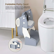 Infantso 2-in-1  Nora Potty Training Seat with Ladder & Step Stool for Toddlers – Foldable, Non-Slip, PU Soft Cushion, Universal Fit for Standard Toilets – Baby Toilet Trainer for Boys & Girls (1–5 Years)