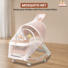 Infantso 5-in-1 Prime Baby Rocker – Multi-Functional Infant Seat with Mosquito Net, Toy Bar & Feeding Tray