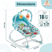 Manual Baby Rocker with Safety Harness & Mosquito Net | Infant Bouncer for 0-24 Months | Portable & Washable