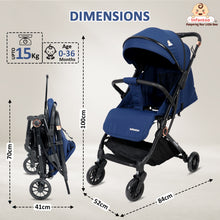 Infantso Ride-X Auto Fold Baby Stroller with One-Hand Fold, Mosquito Net, 5-Point Safety Harness, Shock Absorber Wheels & Compact Travel Design (0–3 Years, Up to 15kg)