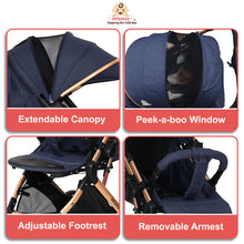GlideX Travel Stroller: One-Hand Fold, Reclining Seat, Adjustable Canopy, 360° Wheels, 5-Point Harness, 0-3 Years, 15kg