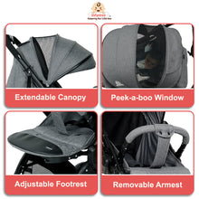 GlideX Travel Stroller: One-Hand Fold, Reclining Seat, Adjustable Canopy, 360° Wheels, 5-Point Harness, 0-3 Years, 15kg
