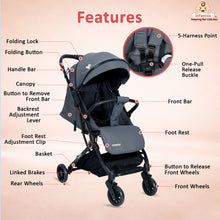 Infantso Ride-X Auto Fold Baby Stroller with One-Hand Fold, Mosquito Net, 5-Point Safety Harness, Shock Absorber Wheels & Compact Travel Design (0–3 Years, Up to 15kg)