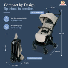 Infantso Flight X Baby Stroller for 0 to 3 years, Pram Auto Fold with 5-Point Safety Harness, Multi-Position Recline, Adjustable Footrest & Canopy, 360° Swivel Wheels, Storage Basket & Rear Brake – Up to 22 kg