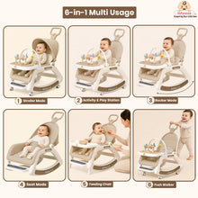 Infantso 6-in-1 Prime Baby Rocker – Multi-Functional Infant Seat with Mosquito Net, Toy Bar & Feeding Tray