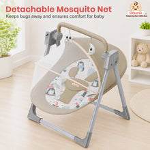 Automatic Swing Rocker with Bluetooth, Remote Control, 5 Speeds, Music, Timer, Mosquito Net & Toy Bar (0-2 Years), Holds weight upto 15kg