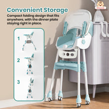 Infantso Feed-X 5-in-1 Multifunctional Baby High Chair | Convertible Feeding Chair for Infants & Toddlers | Adjustable Height, Foldable Design, Reclining Seat, Double Tray, Storage Basket & 5-Point Safety Harness