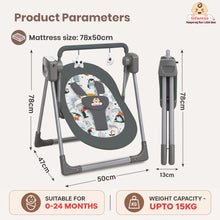 Automatic Swing Rocker with Bluetooth, Remote Control, 5 Speeds, Music, Timer, Mosquito Net & Toy Bar (0-2 Years), Holds weight upto 15kg