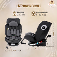 Infantso Ride-On 360° Rotating Recliner Baby Car Seat – Convertible, ISOFIX, Safety Harness, Ages 0–12 Years, 0–36 kg