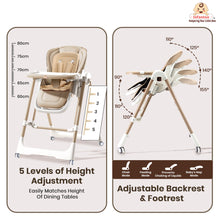 Infantso Swini 5-in-1 Baby High Chair & Swing – Adjustable, Foldable Feeding Chair with Dual Tray, Reclining Backrest & Footrest for 6 Months to 5 Years